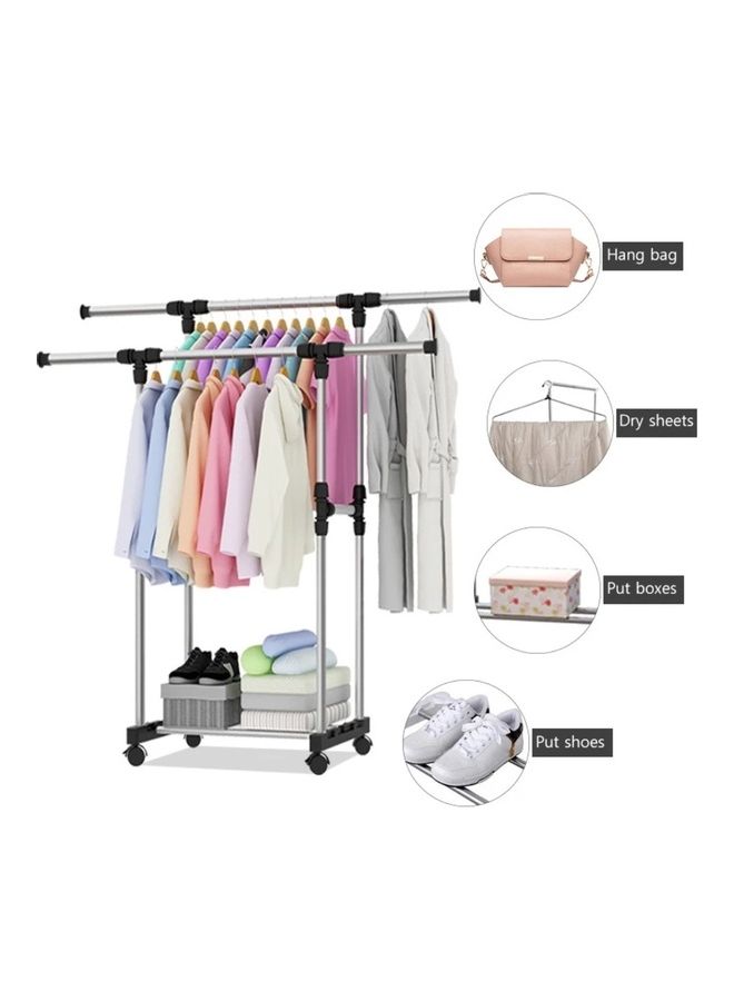 Metal Clothes Hanger Rack Silver 144*41*155cm - Image 4