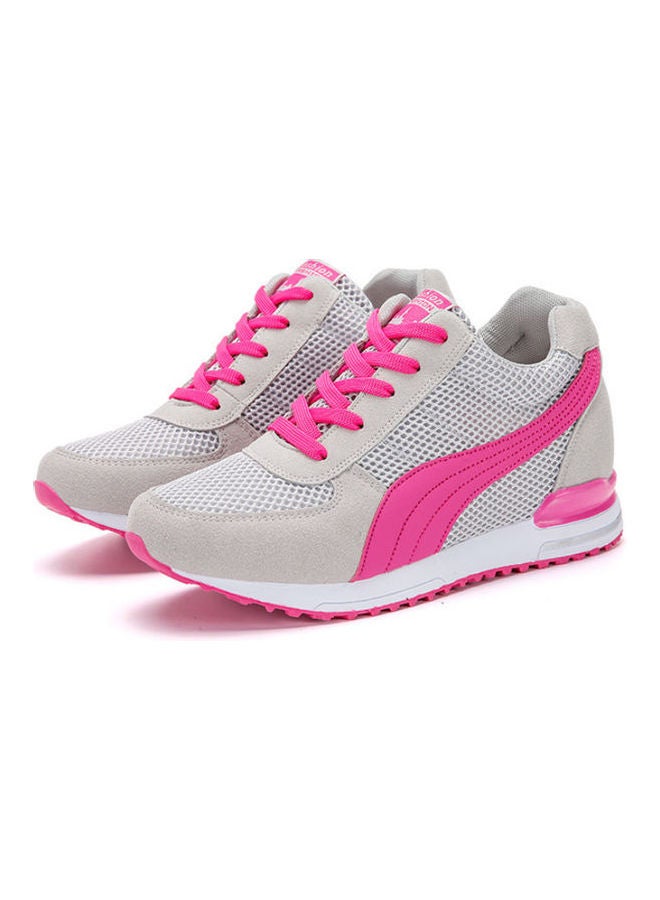 Beauenty Women's Lace-Up High Top Sneakers Grey/Pink  - Image 1