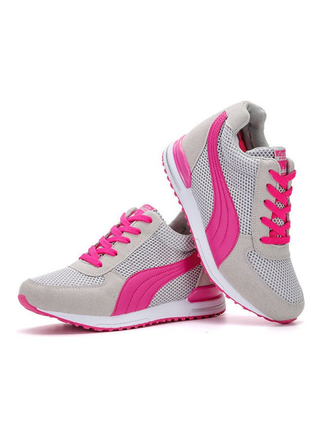 Beauenty Women's Lace-Up High Top Sneakers Grey/Pink  - Image 2