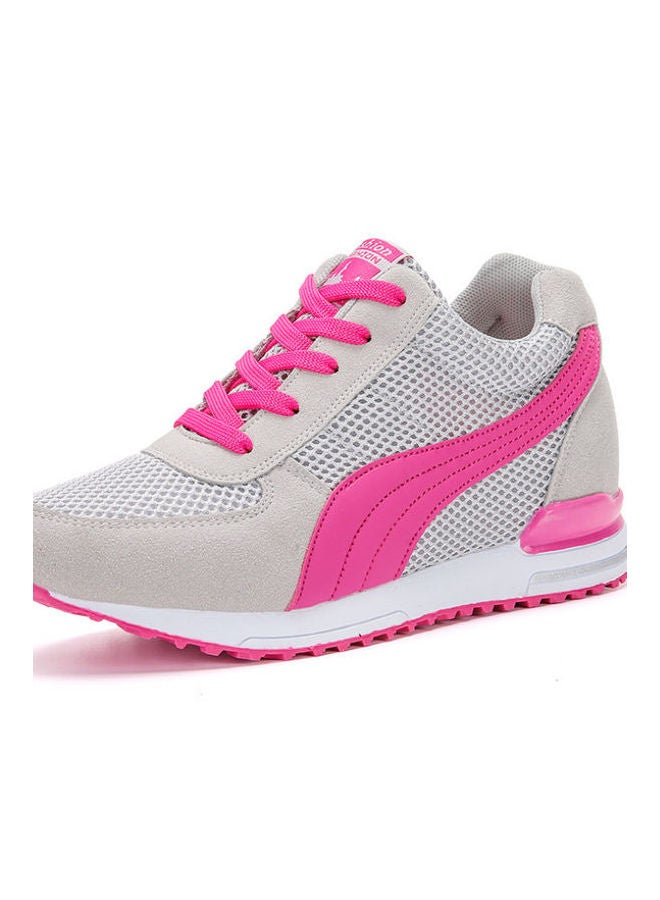 Beauenty Women's Lace-Up High Top Sneakers Grey/Pink  - Image 3