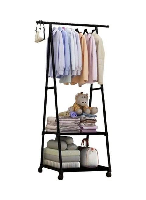 Metal Clothes Stand Hanger And Organizer Black 55*42*160cm