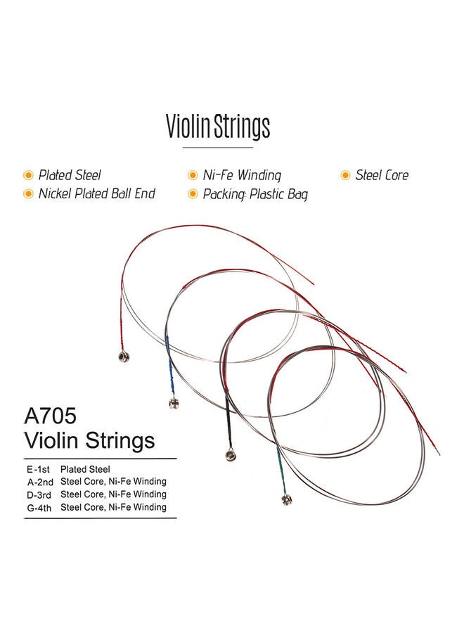 4-Piece A705 Universal Full Set (E-A-D-G) Violin Fiddle Strings