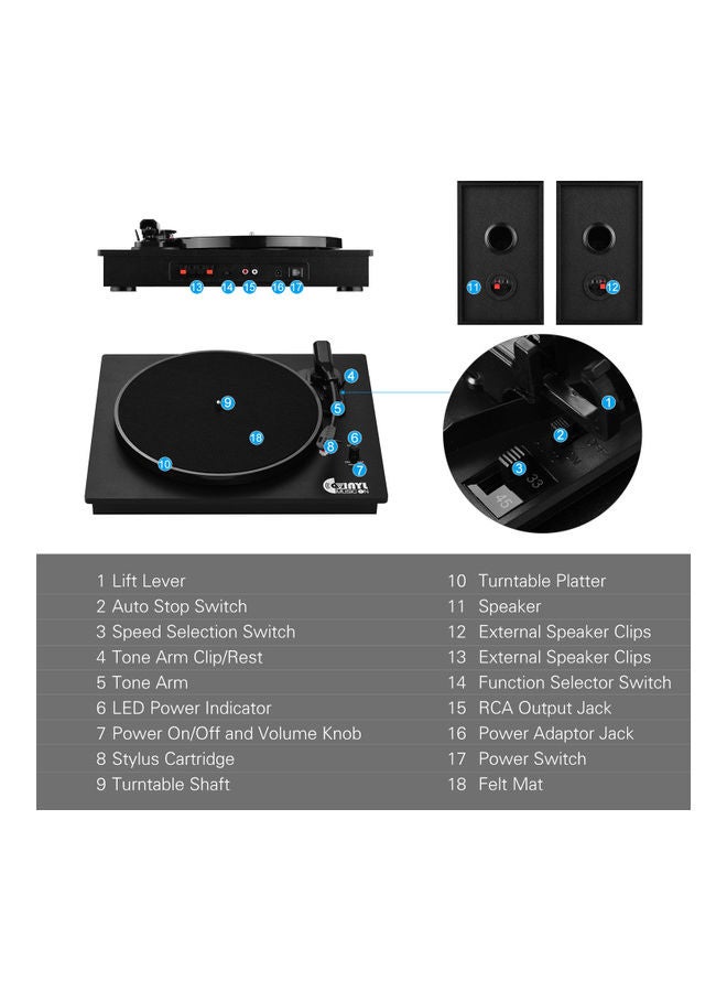 Generic - Classic Vinyl Record Player Turntable With Dual Powerful External Speakers - Image 1