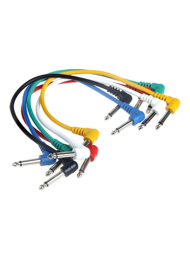 Douself 6-Piece Of Colorful Patch Cables Angled For Guitar Effect Pedals - Image 1