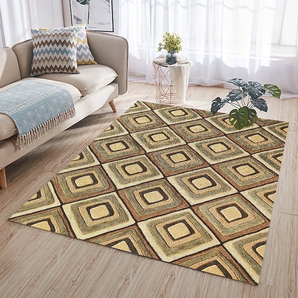 Modern Style Print Non-Slip Living Room Bedroom Floor Mat Yellow 60*90(W*L)cmcm  - Image 3