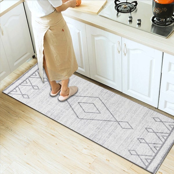 Retro Ethnic Style Geometric Pattern Rectangle Rug, Synthetic Fibre, Rectangle Grey 60*90(W*L)cm - Image 4