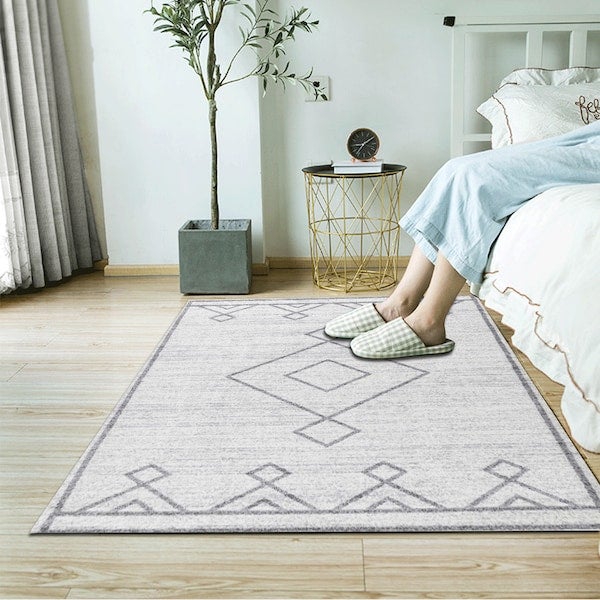 Retro Ethnic Style Geometric Pattern Rectangle Rug Grey 120*160(W*L)cmcm
