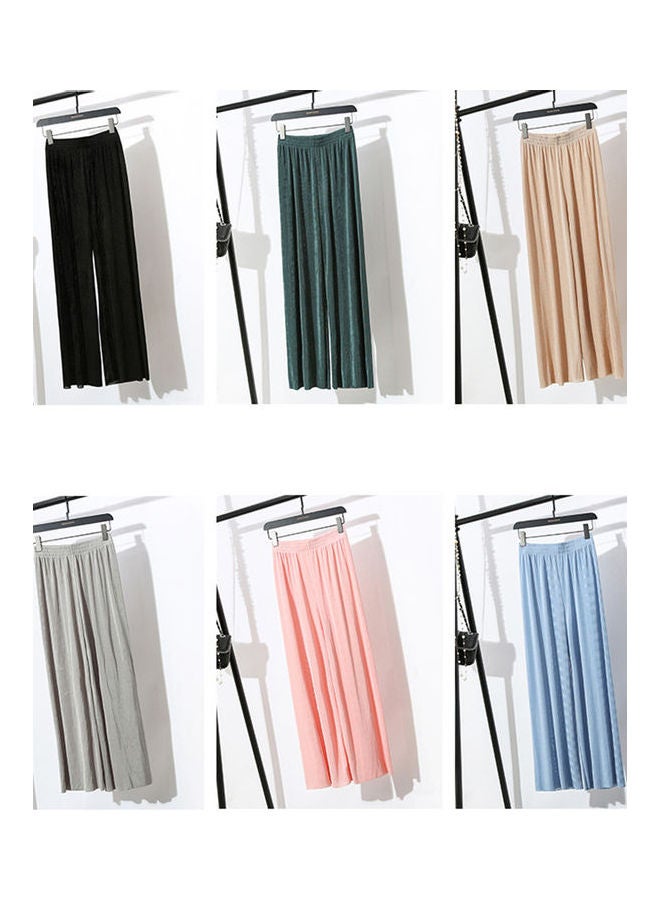 Solid High Waist Wide Leg Pants Black  - Image 2