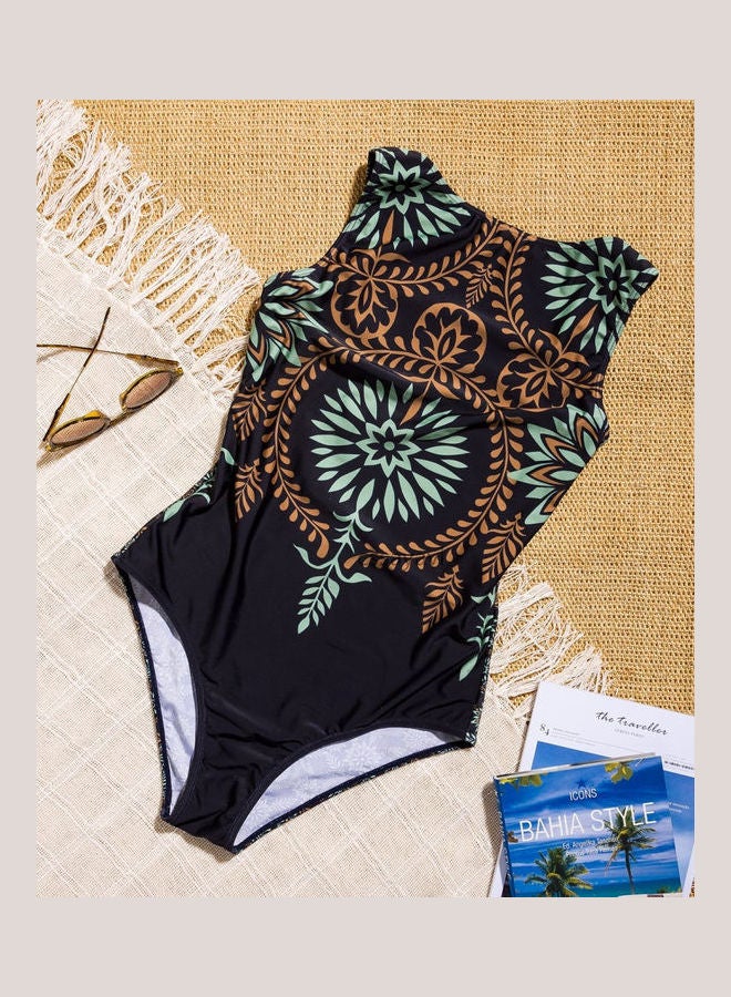 Flower Printed Swimsuit black  - Image 1