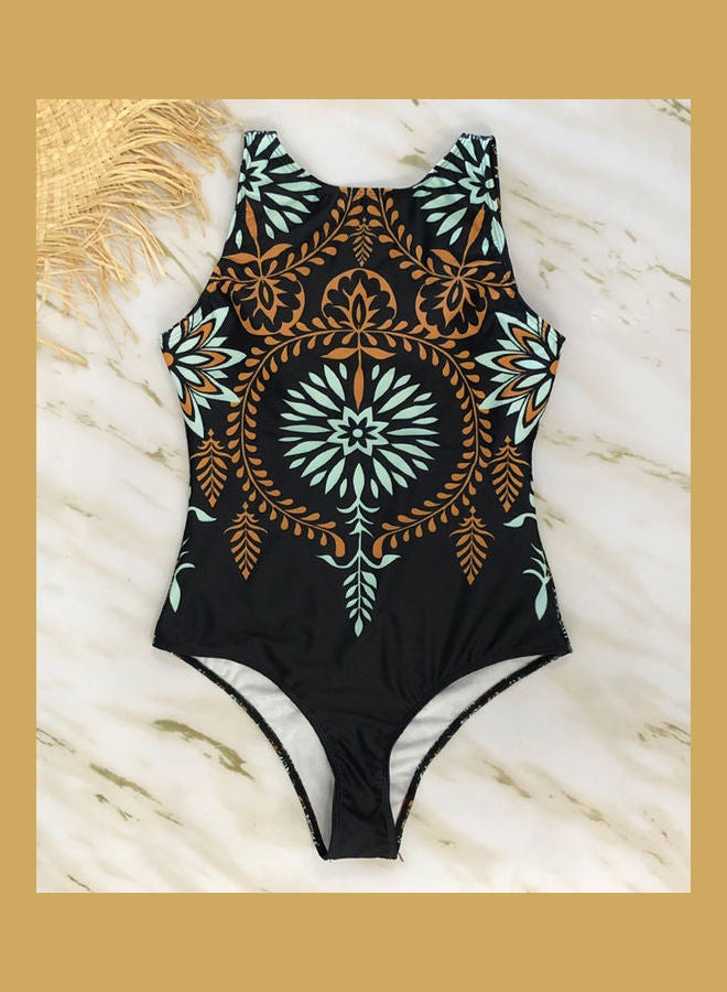 Flower Printed Swimsuit black  - Image 2