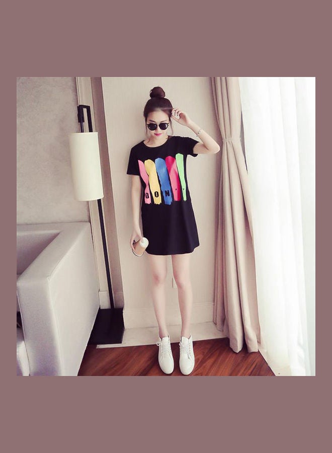 Letter Printed Mini Dress Black/Pink/Blue - Image 1