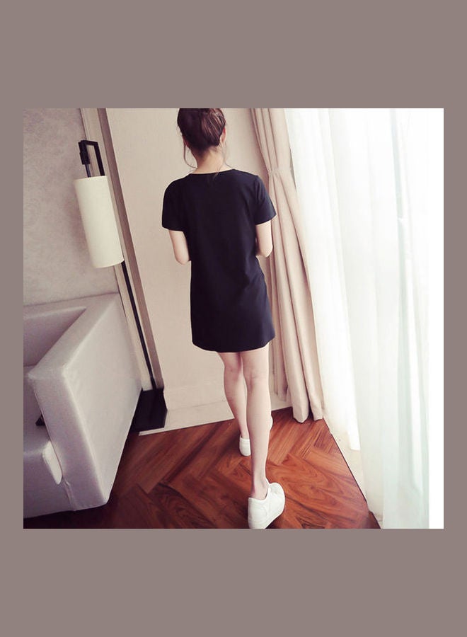 Letter Printed Mini Dress Black/Pink/Blue - Image 3