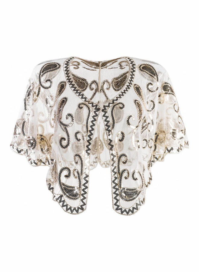 Embroidered Fringed Jacket Apricot/Gold 