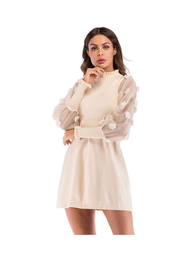 Long Sleeves Mini Dress Apricot - Image 2