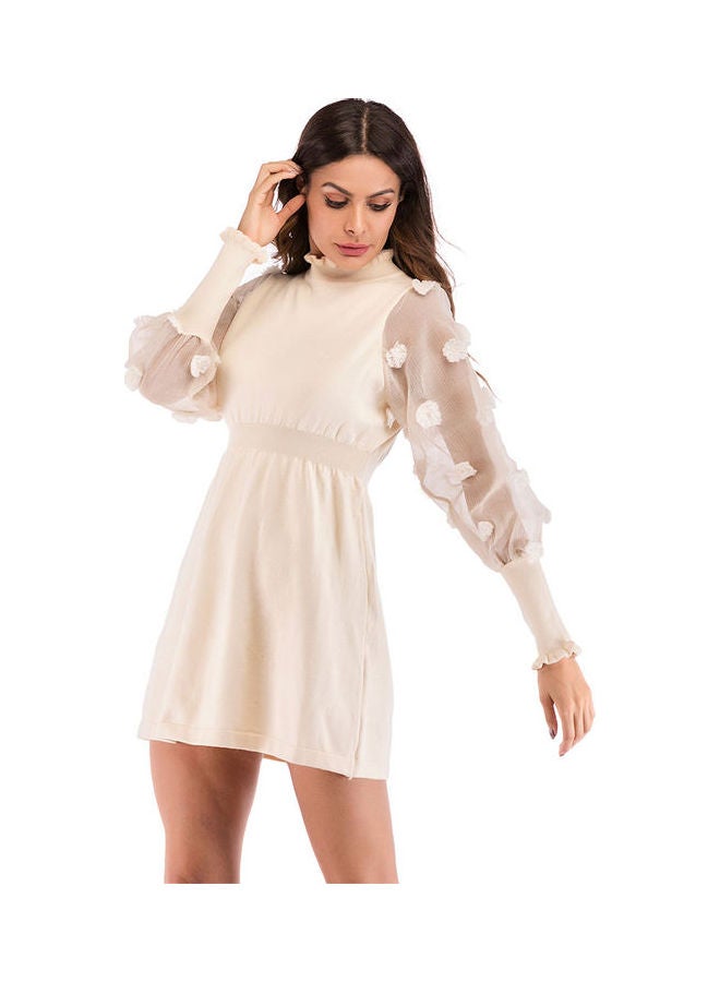 Long Sleeves Mini Dress Apricot - Image 3