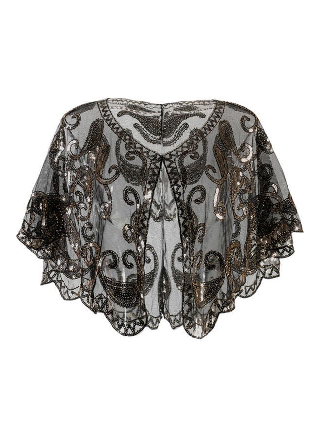 Embroidered Fringed Jacket Black/Gold 
