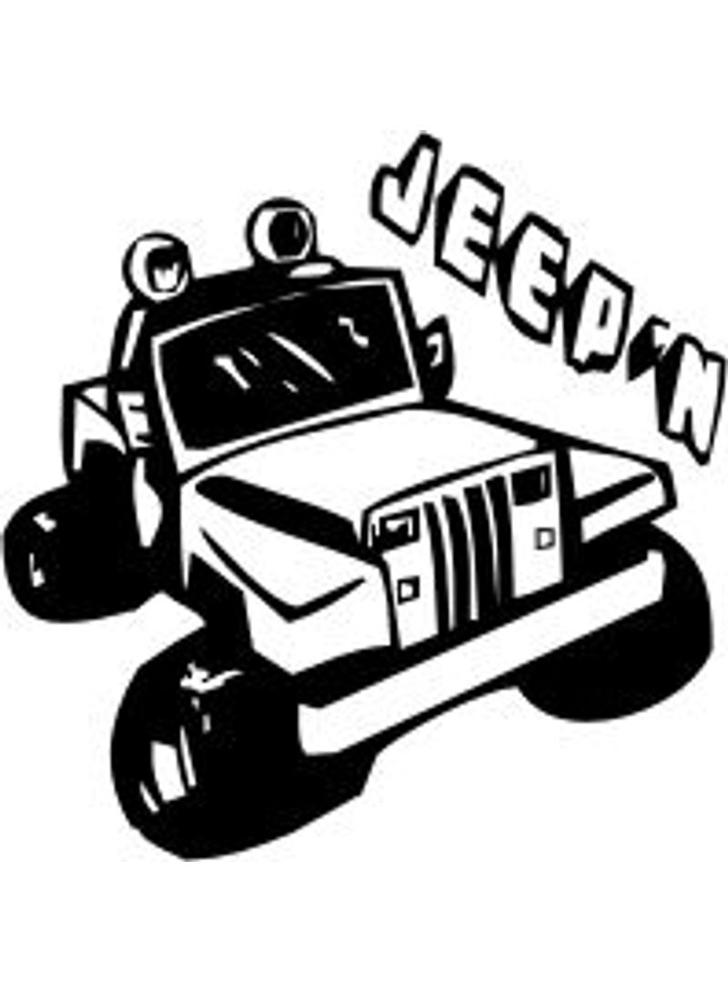 Fast Print Jeep Car Printed Vinyl Car Sticker 15X15 cm Black/White 