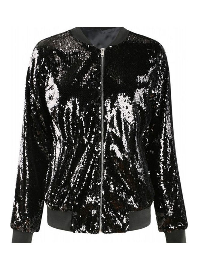 Sequins Zipper Jacket Black - Image 1