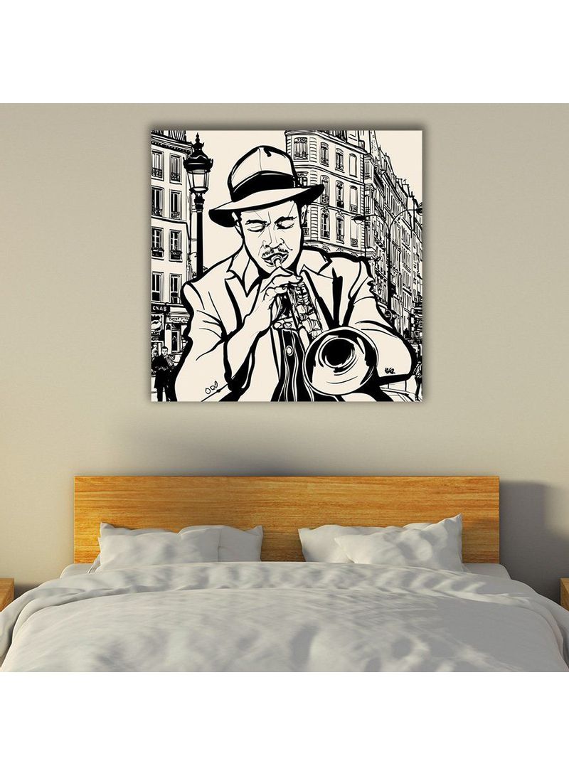 تابلوه مصنوع من الفينيل وبتصميم آلة موسيقية ومزود بإطار متعدد الألوان 120x120سم