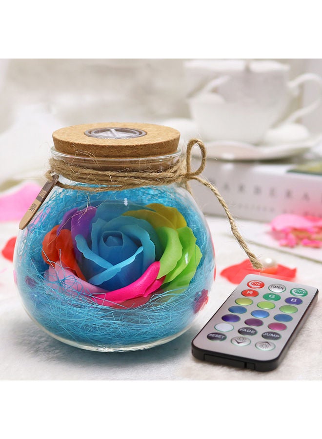 LED RGB Dimmer Rose Bottle Colour Changing Lamp With Remote Control Blue 