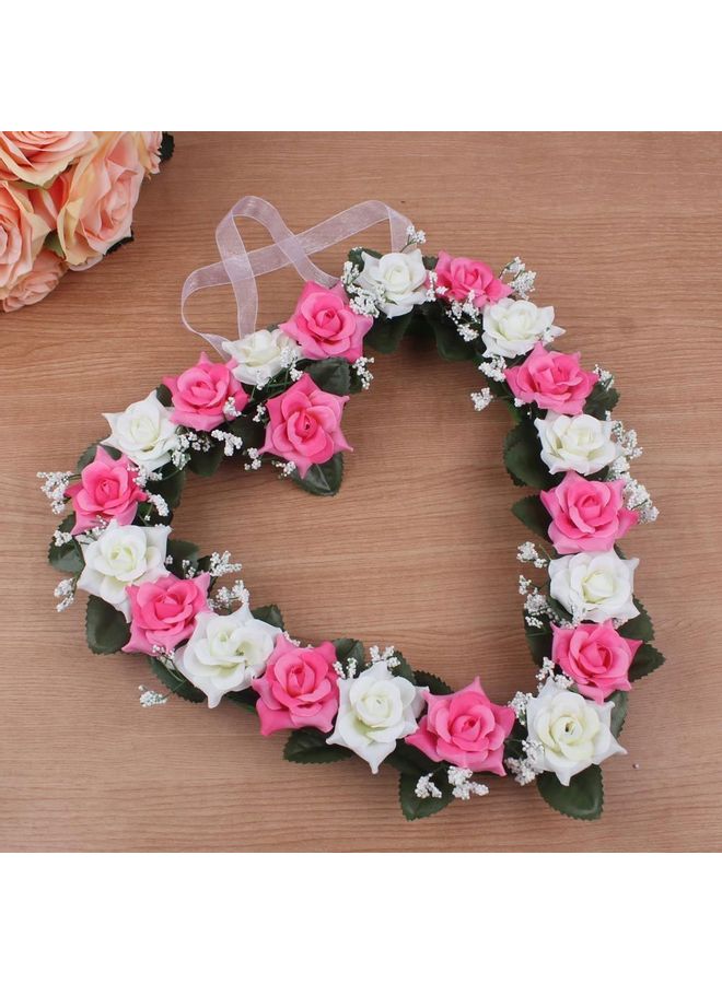 Wedding Party Rose Flower Garland with Leaves Pink/White/Green 30 x 30 x 30cm  - Image 3