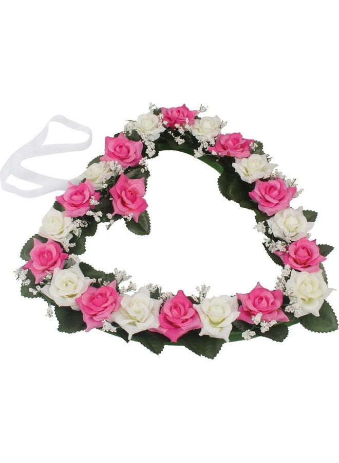 Wedding Party Rose Flower Garland with Leaves Pink/White/Green 30 x 30 x 30cm  - Image 4