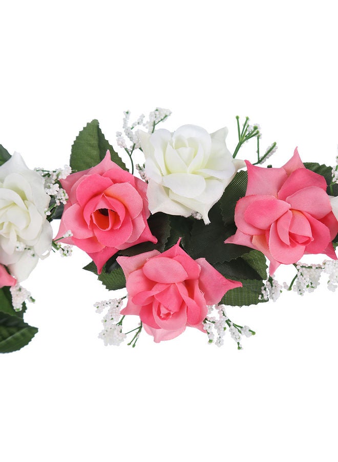 Wedding Party Rose Flower Garland with Leaves Pink/White/Green 30 x 30 x 30cm  - Image 5