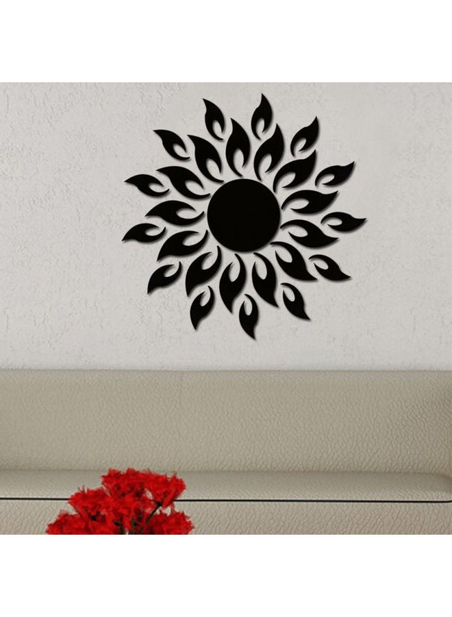 ملصق جداري بتصميم مرآة قابل للإزالة بتصميم ثلاثي الأبعاد على شكل شمس أسود 18 x 18 x 18سم 