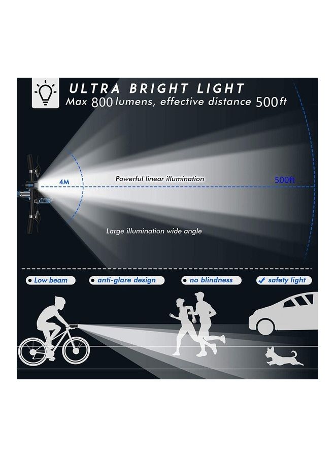 Generic - Bicycle Computer Front and Tail Bike LED Light Combo Set, Horn and Speedometer, USB Rechargeable with Long Battery Life IPX5 Waterproof, 4 Lighting Modes, Fits All Mountain & Road Bikes - Image 1