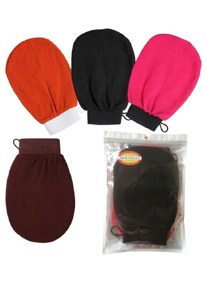 Generic - Pack of 4 HAI+ Exfoliating Moroccan Hammam Mitt Kessa Scrub Gloves,Remove Dead Skin Bath Body Scrub Mitt, for All Skin Types and Improve Blood Circulation, Shower, Spa, Dead Skin Cell Remover multicolour 24.3 x 17.2 x 1.9cm - Image 1