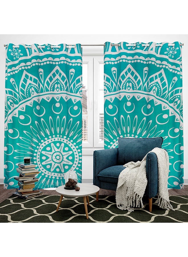 HENDI Ageen Gala Velvet Decoration Window Curtain Green/White 285x270cm - Image 1