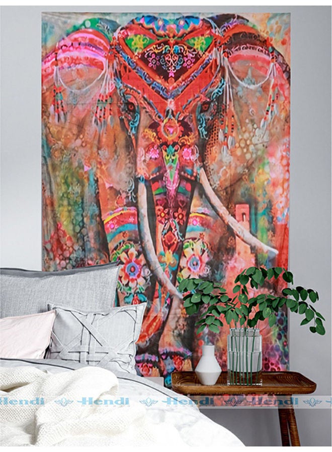 HENDI Floristic Elepthant Decoration Canvas Wall Art Painting Multicolour 220x130cm - Image 1