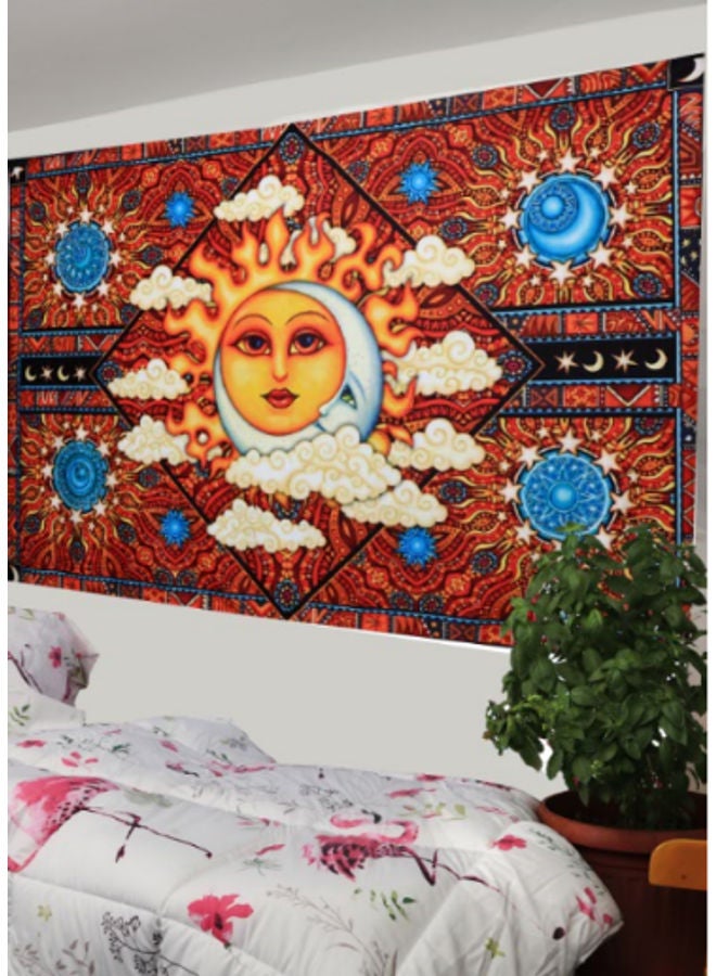 HENDI Hippie Sun And Moon Decoration Canvas Wall Art Painting Multicolor 220x130cm - Image 2