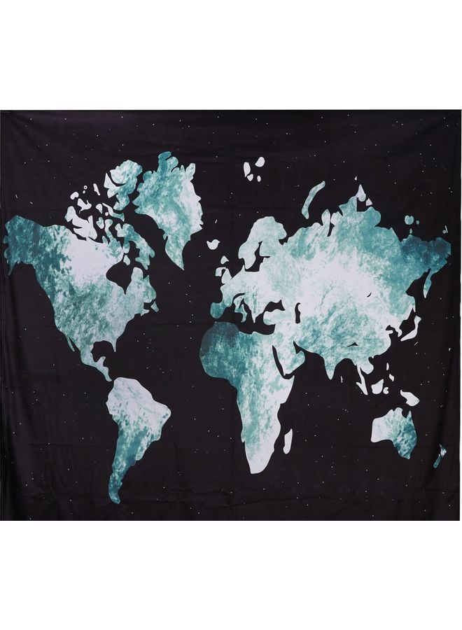HENDI World Map Decoration Canvas Wall Art Painting Black/White/Turquoise 220x200cm - Image 2