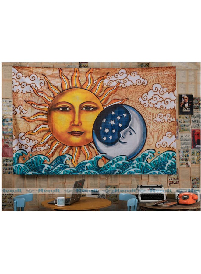 HENDI Sun And Moon Decoration Canvas Wall Art Painting Yellow/Blue/White 130x200cm - Image 1