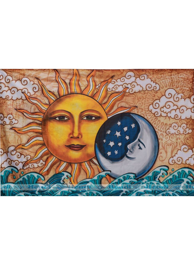 HENDI Sun And Moon Decoration Canvas Wall Art Painting Yellow/Blue/White 130x200cm - Image 2