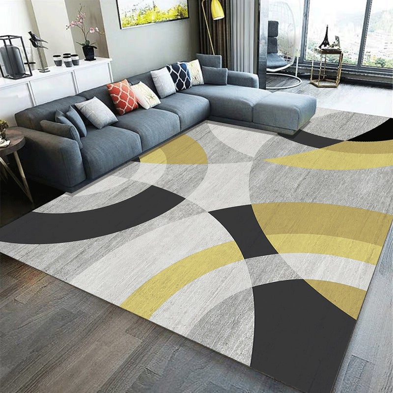 Modern Colors Patching Anti-Slip Rectangle Rug Yellow 60x90cm  - Image 1