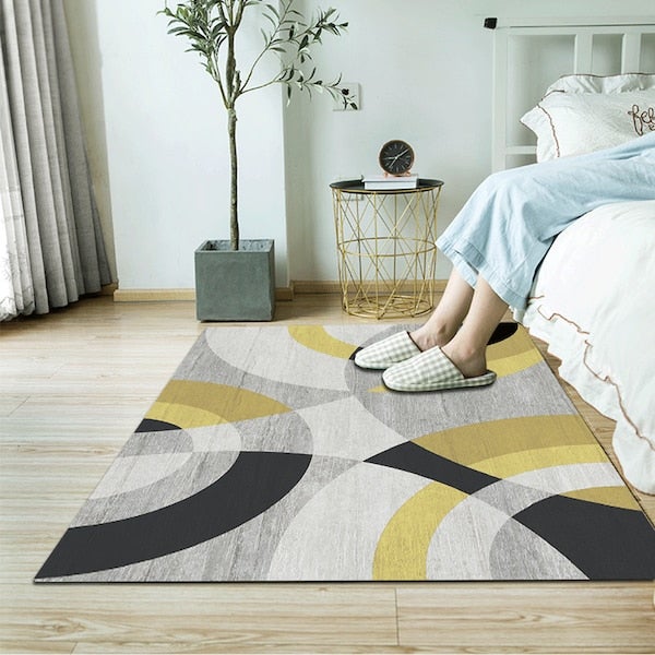 Modern Colors Patching Anti-Slip Rectangle Rug Yellow 60x90cm  - Image 5