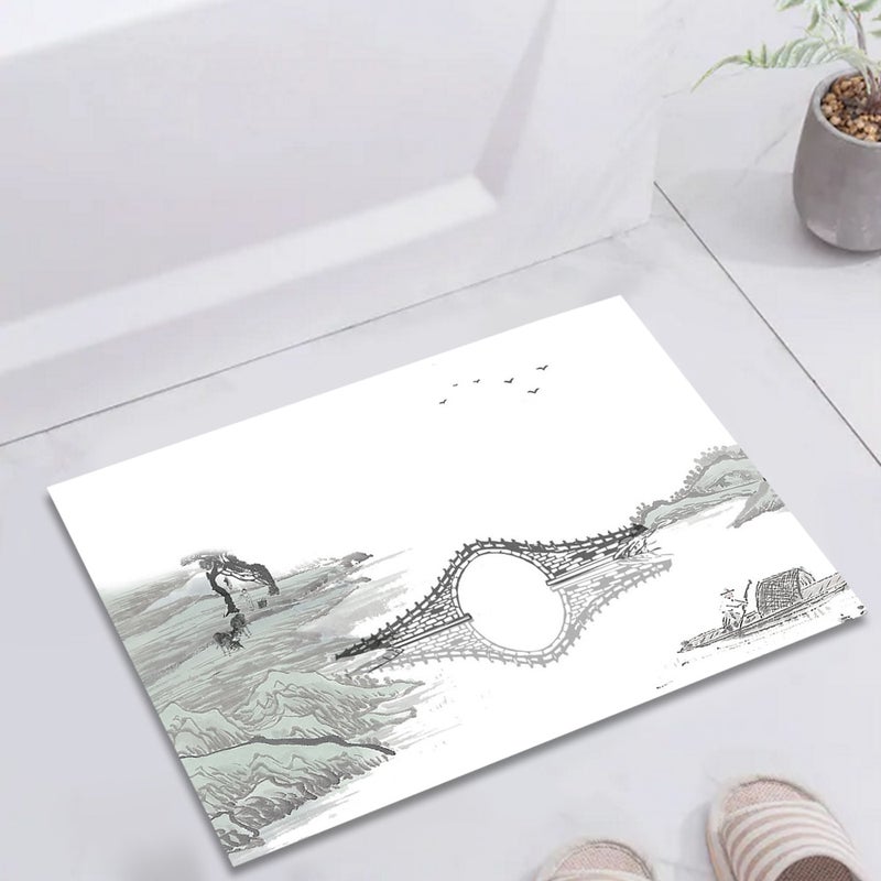 1-Piece Classic Chinese Style Simple Carpet White 40x60cm - Image 1