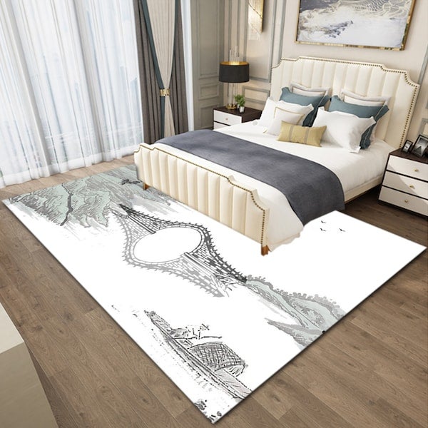 1-Piece Classic Chinese Style Simple Carpet White 40x60cm - Image 3