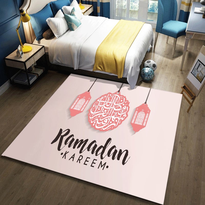 Classic Style Letters Pattern Rectangle Soft Rug Pink 60x90cm - Image 1