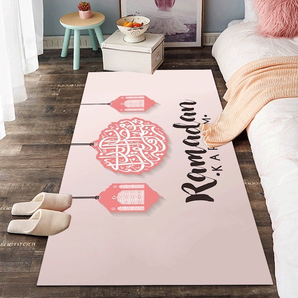Classic Style Letters Pattern Rectangle Soft Rug Pink 60x90cm - Image 2