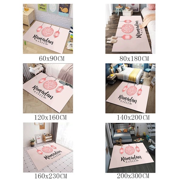 Classic Style Letters Pattern Rectangle Soft Rug Pink 60x90cm - Image 3
