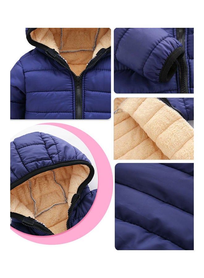 Long Sleeve Thicken Cotton Padded Outerwear Jacket blue - Image 5