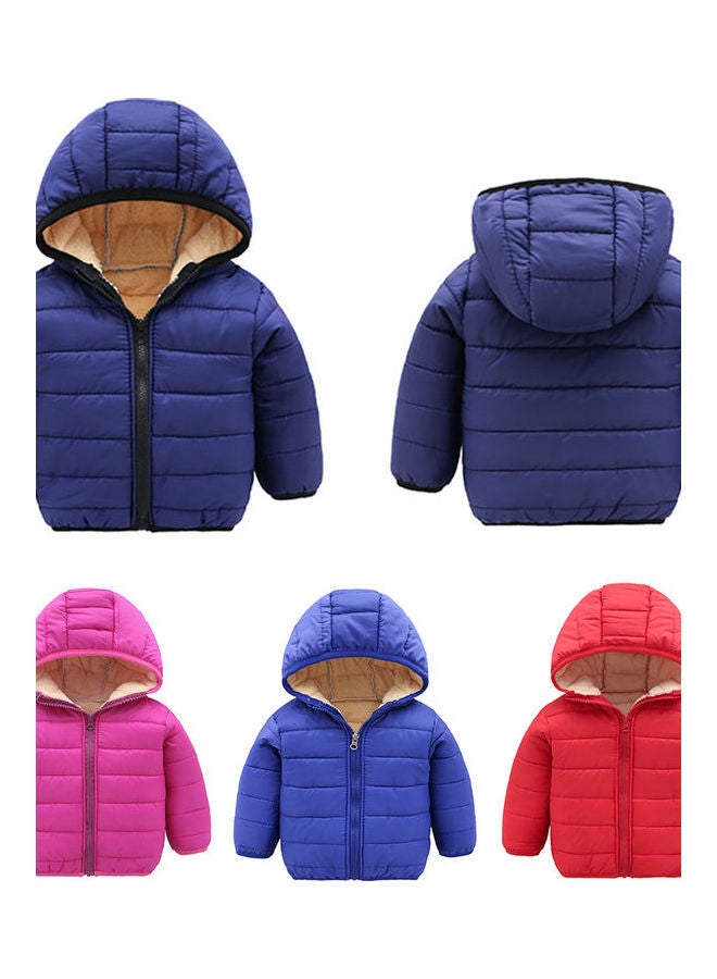 Long Sleeve Thicken Cotton Padded Outerwear Jacket blue - Image 4