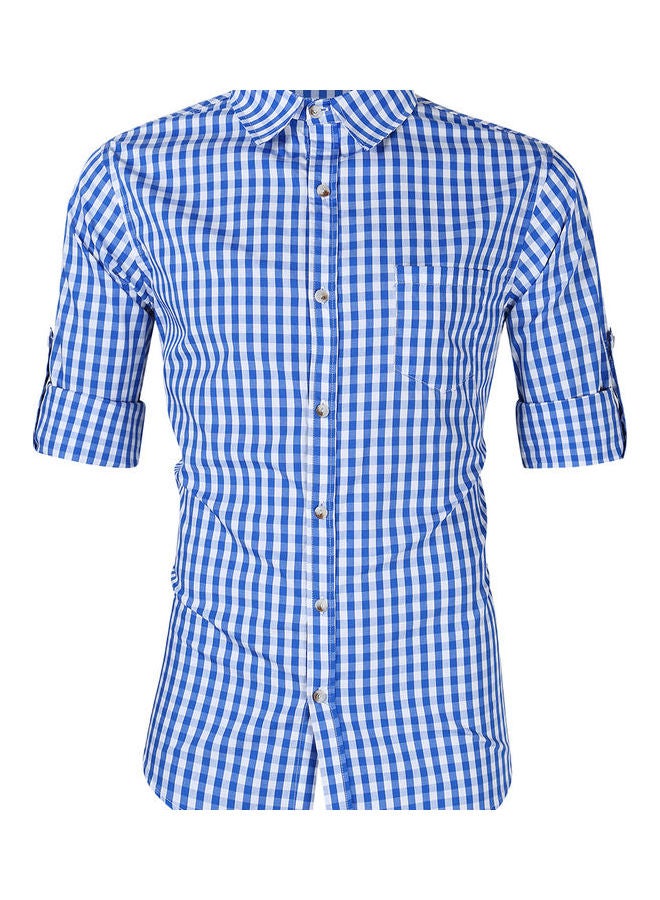 Checked Pattern Shirt Blue/White - Image 1