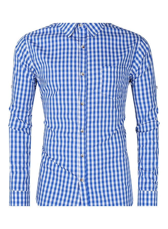 Checked Pattern Shirt Blue/White - Image 3