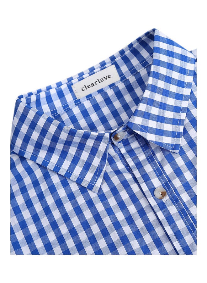Checked Pattern Shirt Blue/White - Image 4