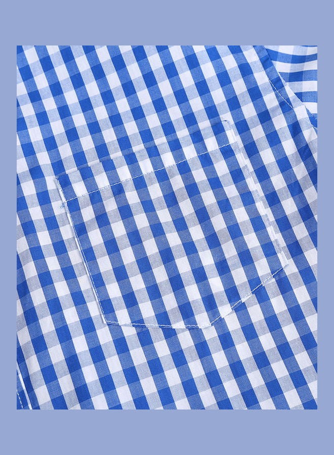 Checked Pattern Shirt Blue/White - Image 5