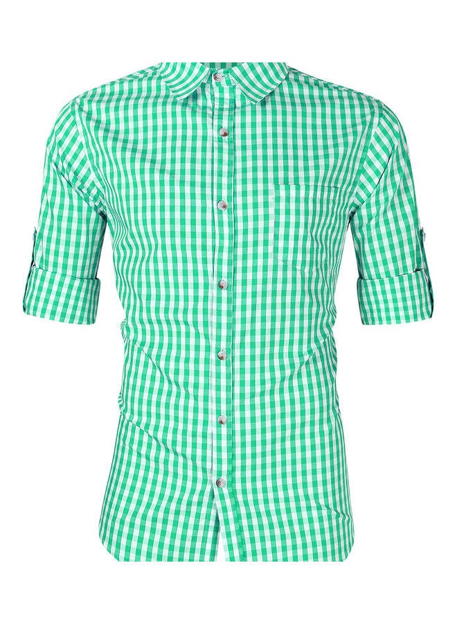 Checked Pattern Shirt Green/White - Image 1